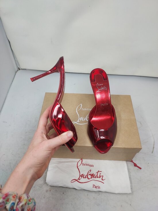 Christian Louboutin Shoes - CHRISTIAN LOUBOUTIN Me Dolly Patent Red Heel Sandal
